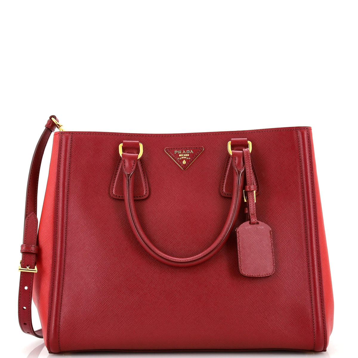 Prada PRADA Bicolor Lux Convertible Open Tote Saffiano Leather Medium