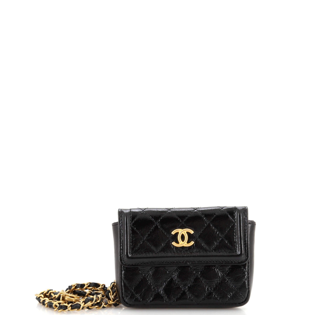 Chanel CHANEL CC Chain Belt Bag Quilted Shiny Aged Calfskin