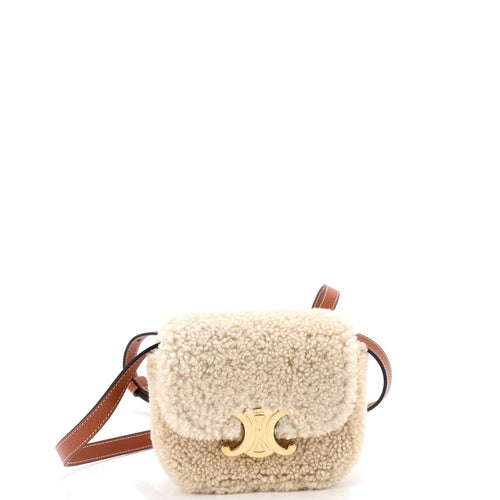 CELINE Triomphe Shoulder Bag Shearling Mini