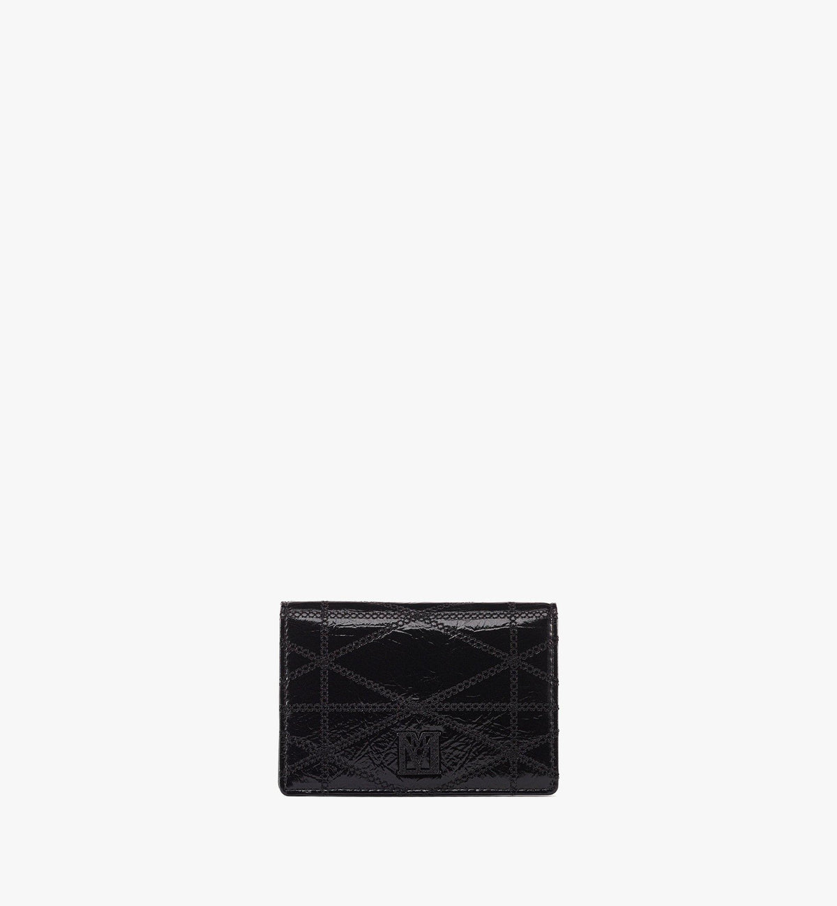 MCM Travia Quilted Card Wallet In Crushed Leather