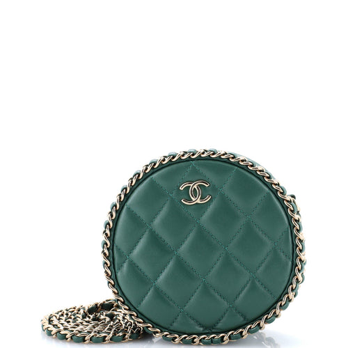 CHANEL Chain Around Round Clutch with Chain Quilted Lambskin
