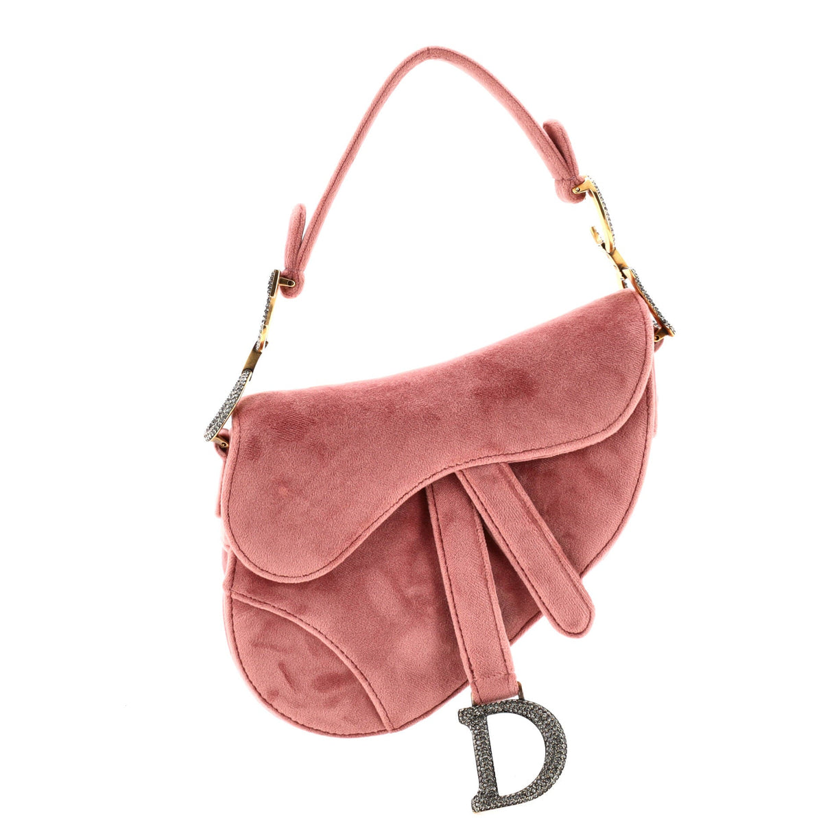 Christian Dior Saddle Handbag Velvet with Crystals Mini