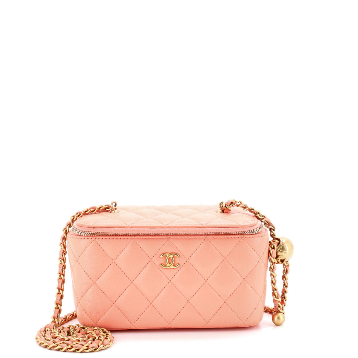 Chanel CHANEL Pearl Crush Vanity Case with Chain Quilted Lambskin Small