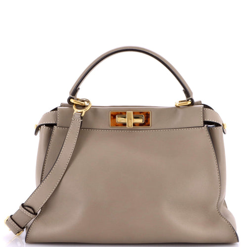 FENDI Peekaboo Bag Leather with Plexiglass Detail Regular