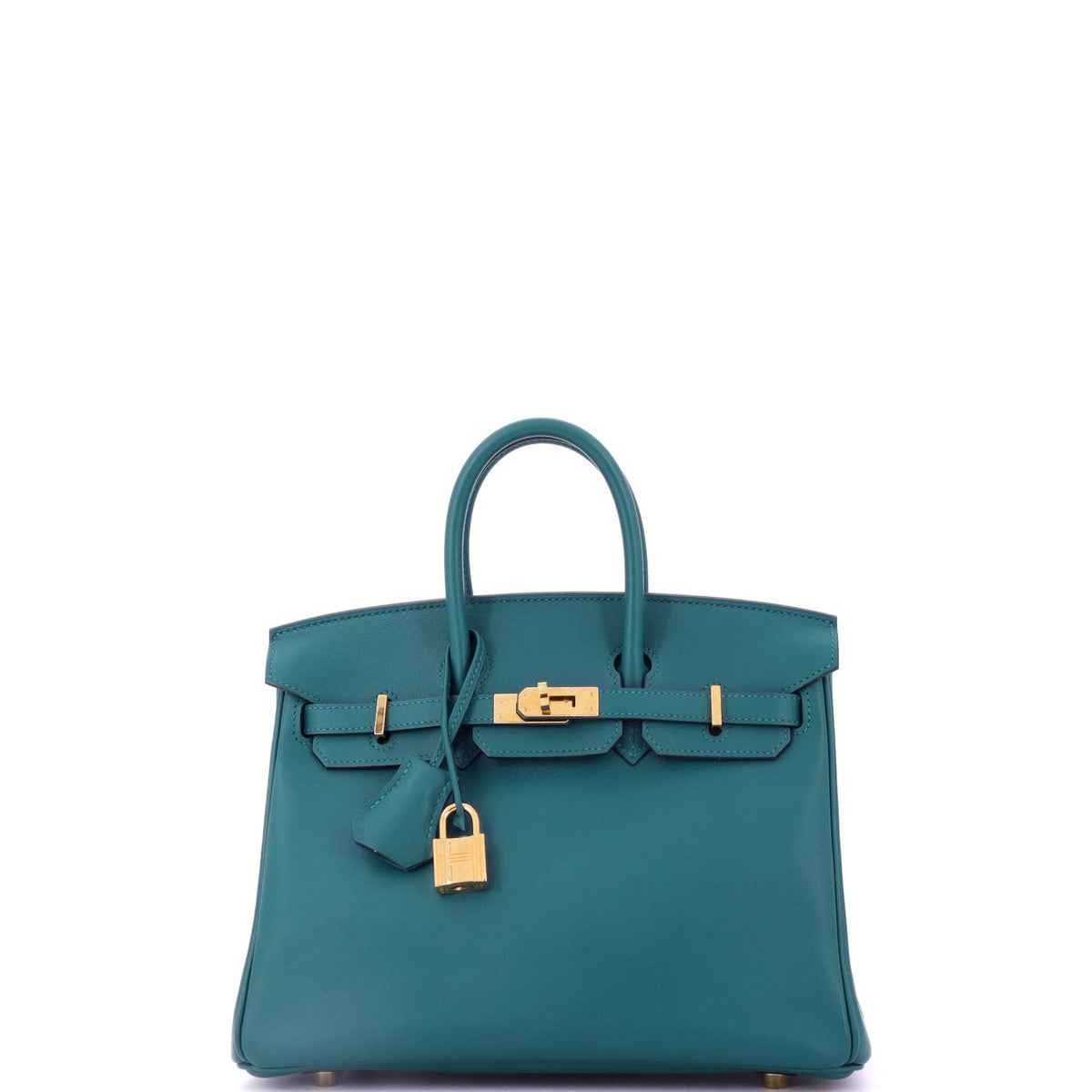 Herm?s Birkin Handbag Vert Bosphore Swift with Gold Hardware 25