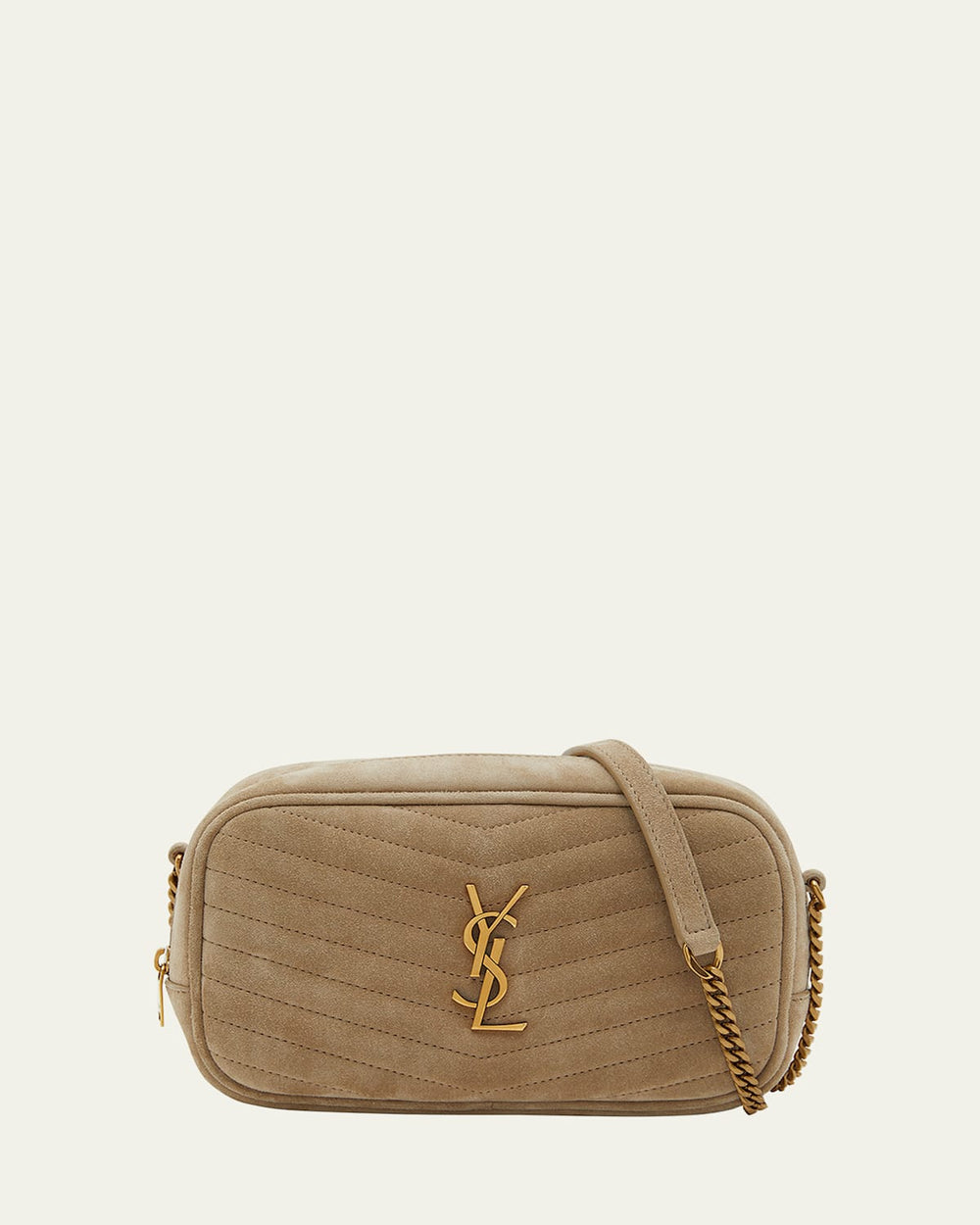 Lou Mini YSL Camera Bag in Quilted Suede