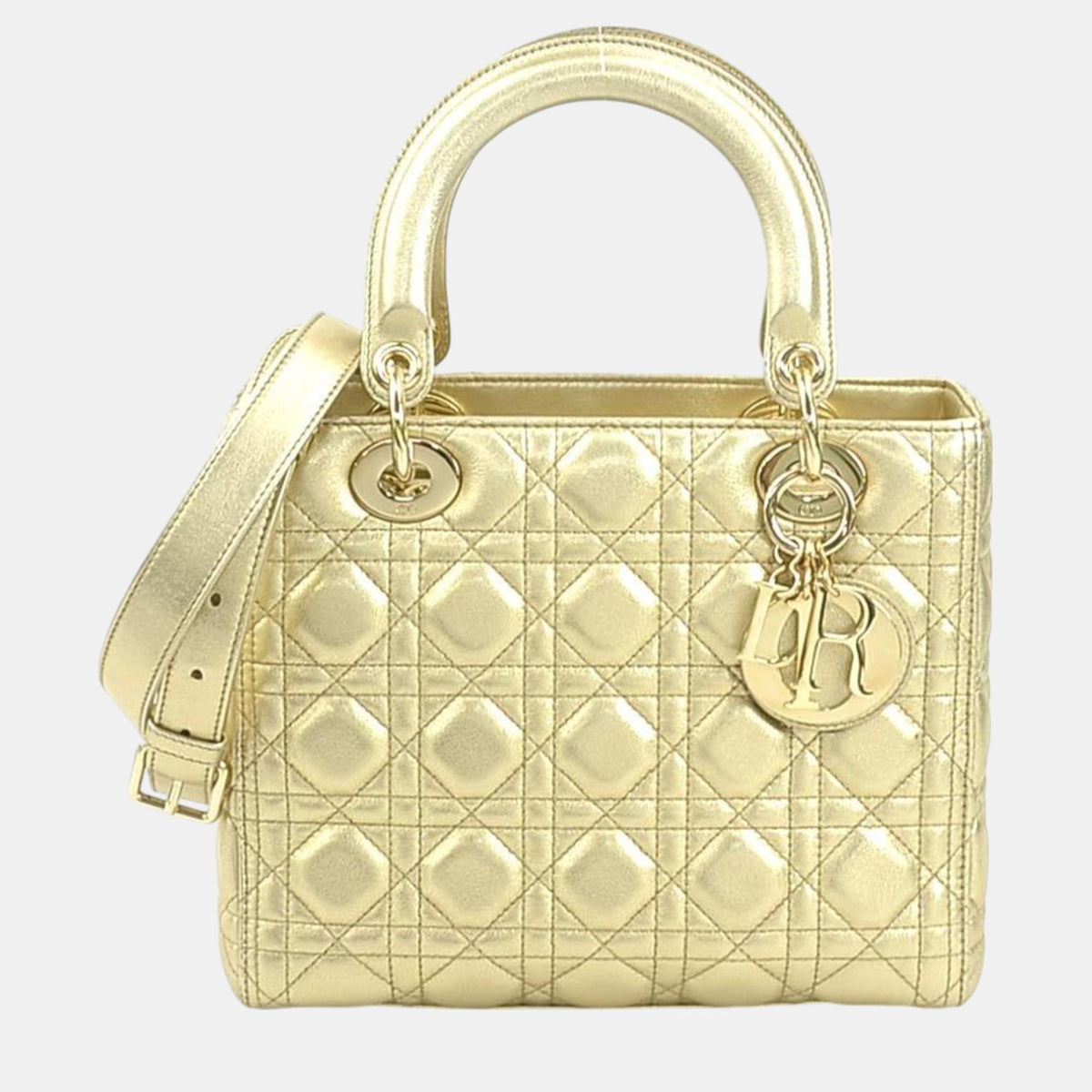Dior Christian Gold Lambskin Lady Handbag