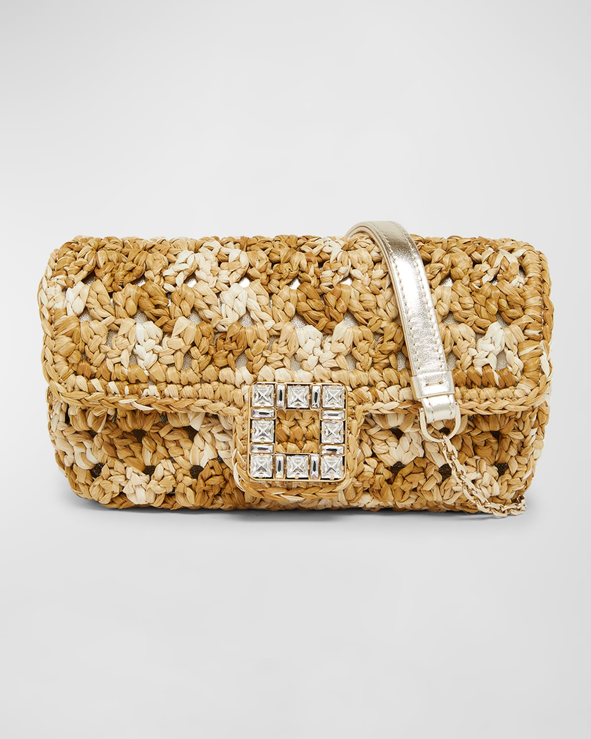 Roger Vivier Buckle Crochet Raffia Crossbody Bag