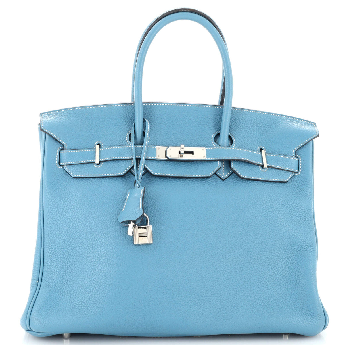 Hermès Birkin Handbag Bleu Jean Clemence with Palladium Hardware 35