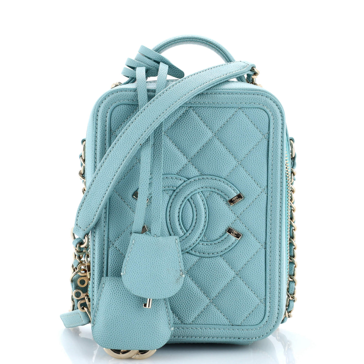 Chanel CHANEL Filigree Vertical Vanity Case Quilted Caviar