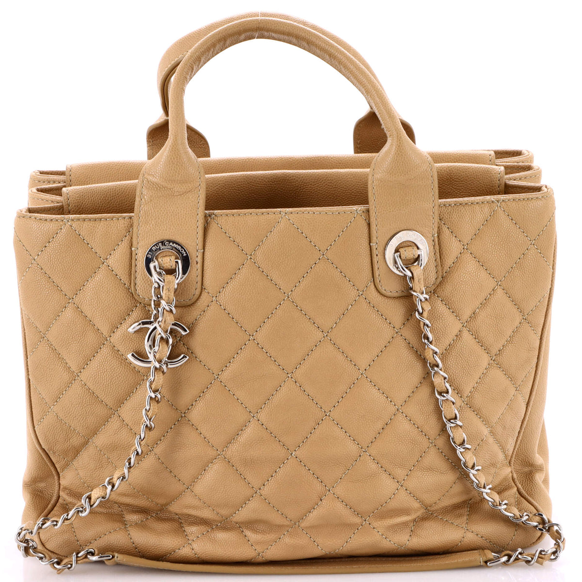 Chanel CHANEL Urban Companion Top Handle Shopping Tote Quilted Caviar Large