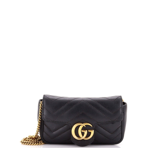GUCCI GG Marmont Flap Bag Matelasse Leather Super Mini