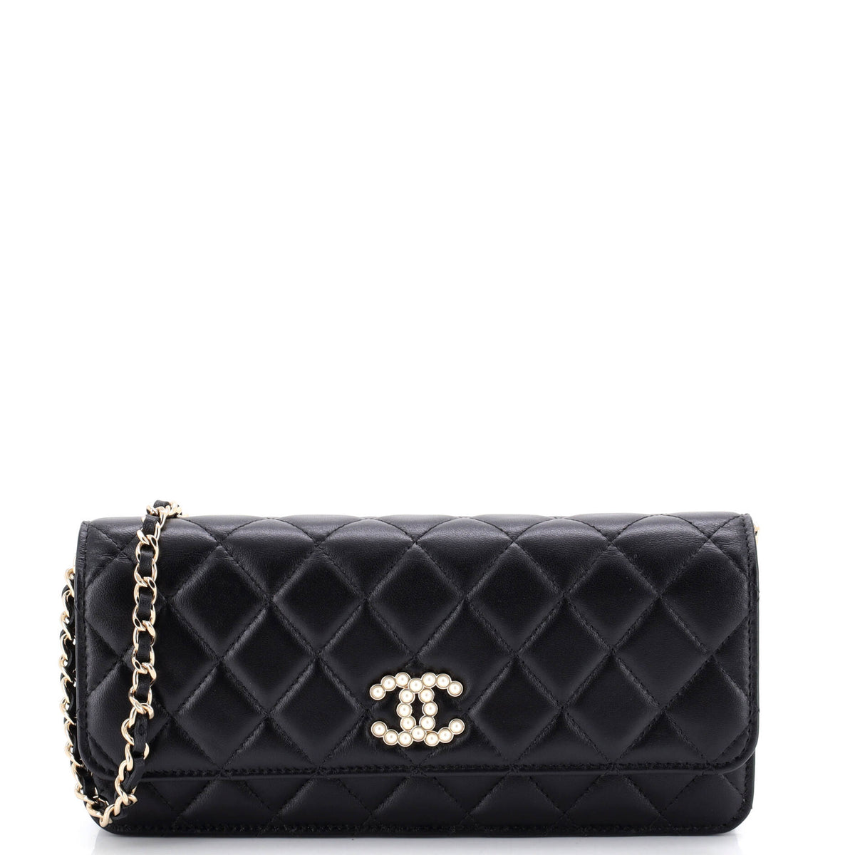 Chanel CHANEL Pearl CC Chain Flap Bag Quilted Lambskin