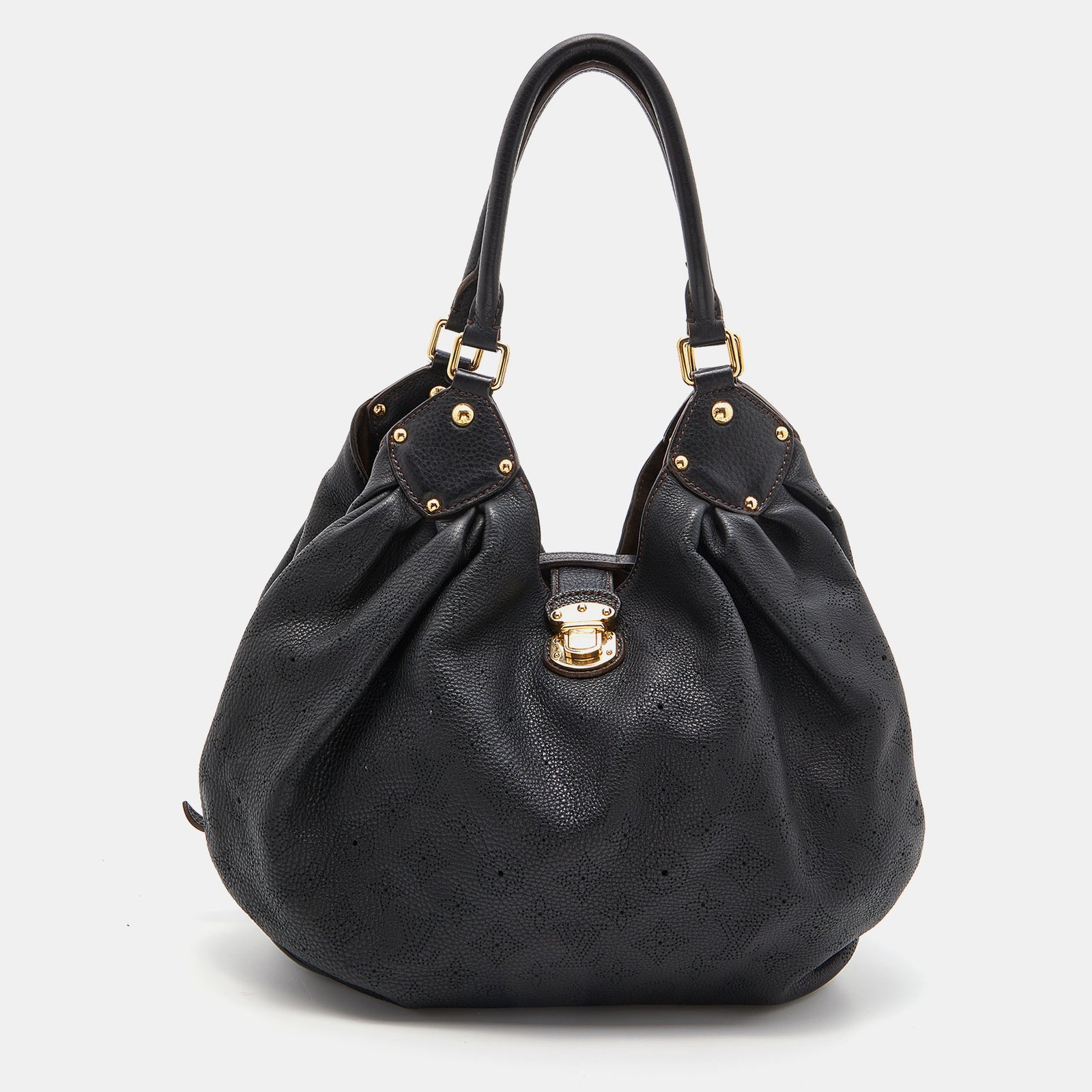 Louis Vuitton Black Monogram Mahina Leather L Bag