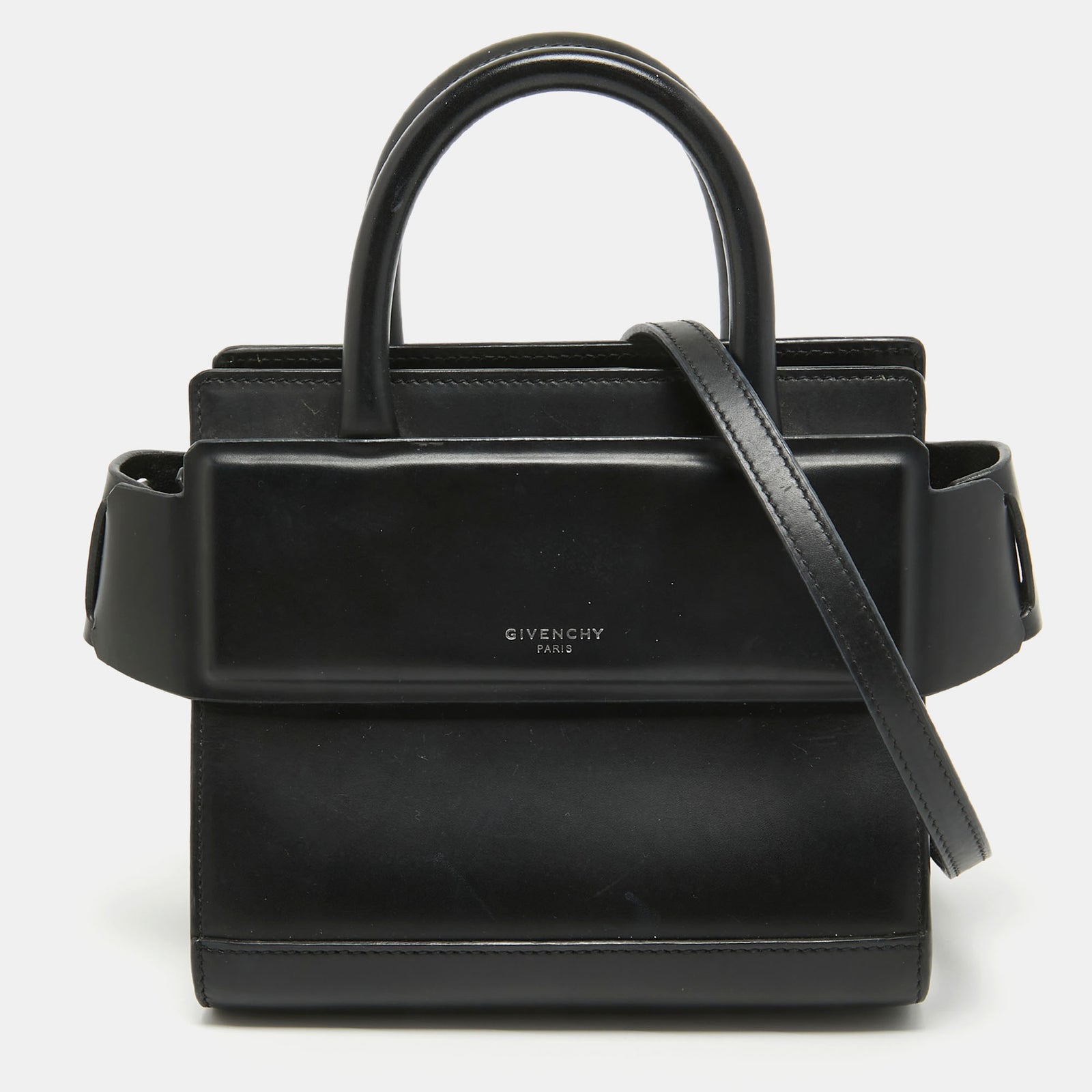 Givenchy Black Leather Nano Horizon Crossbody Bag