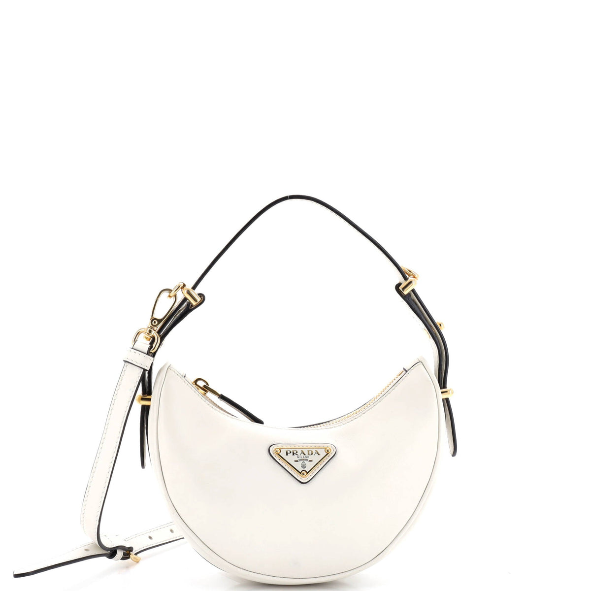 Prada PRADA Arque Half Moon Hobo Leather Mini