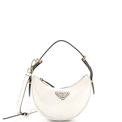 PRADA Arque Half Moon Hobo Leather Mini