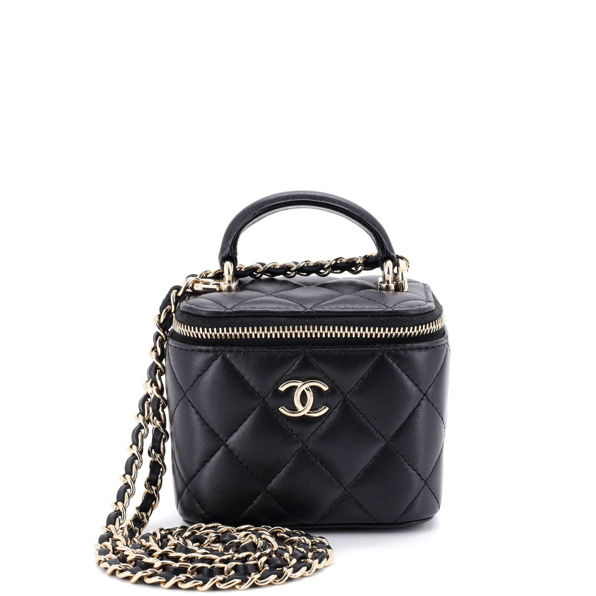 Chanel CHANEL Classic Top Handle Vanity Case with Chain Quilted Lambskin Mini