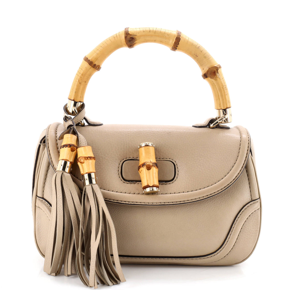 Gucci GUCCI New Convertible Bamboo Top Handle Bag Leather Medium