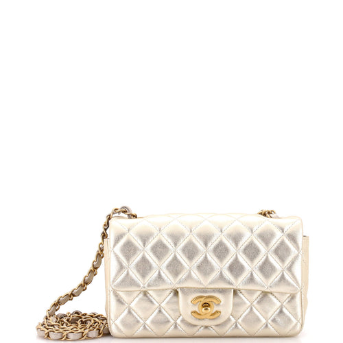 CHANEL Classic Single Flap Bag Quilted Iridescent Calfskin Mini