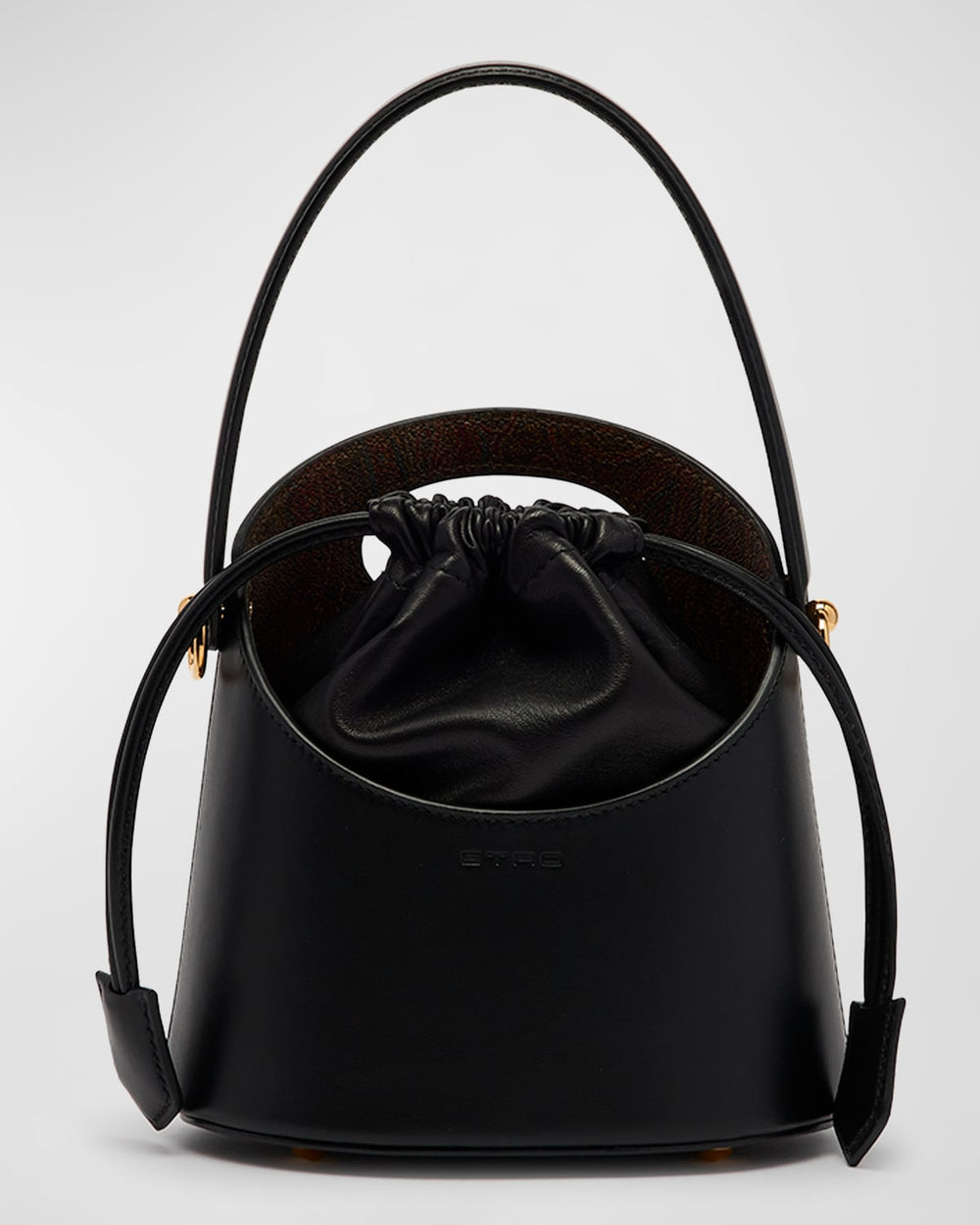 Saturno Drawstring Leather Bucket Bag