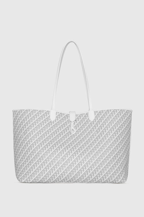 On The Go Chain Tote Bag In White