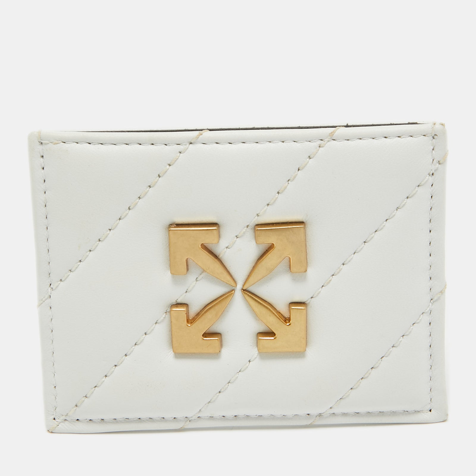 Off-White White Leather Jitney Card Holder