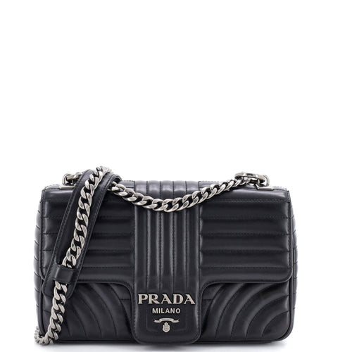 PRADA Chain Flap Shoulder Bag Diagramme Quilted Leather Medium