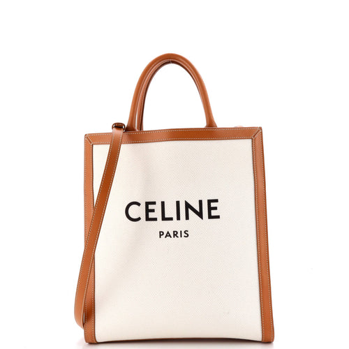 CELINE Vertical Cabas Tote Canvas with Leather Small