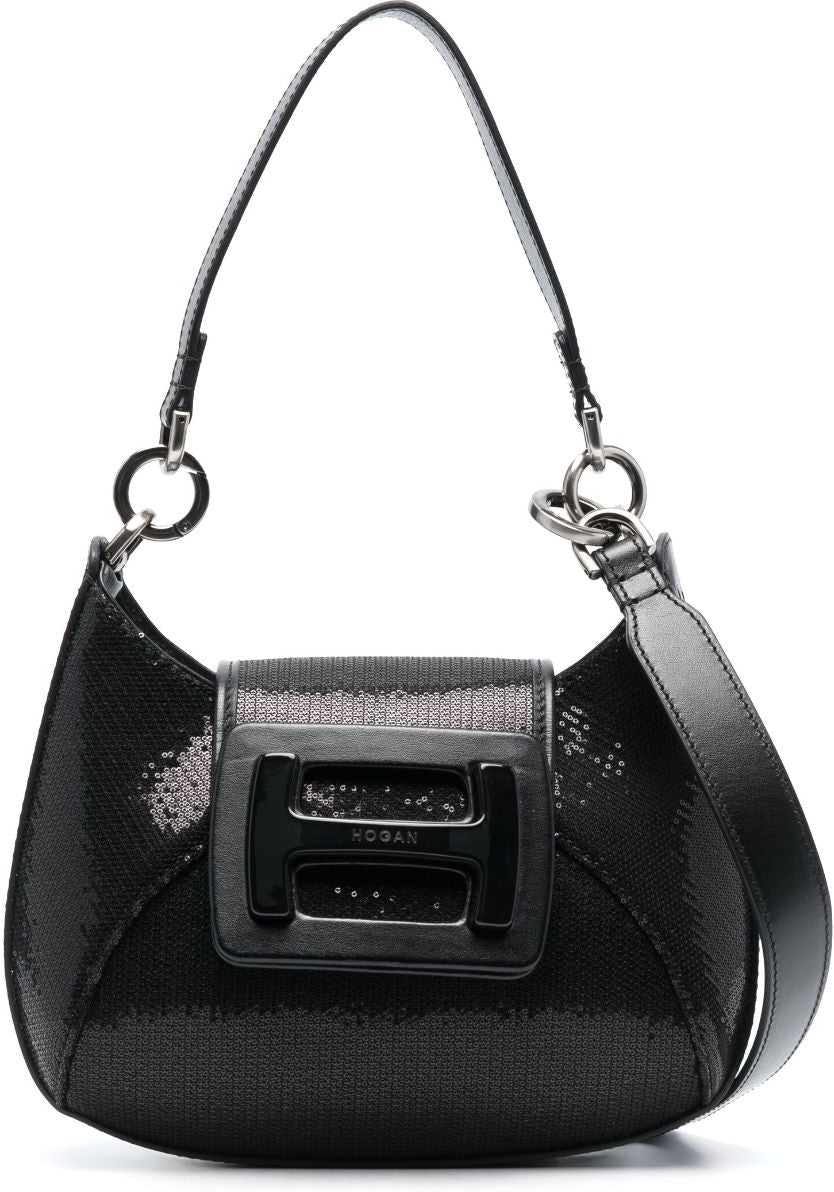 Hogan Women's H-Bag Leather Shoulder Bag in Black | Size UNI | KBW01MSB100SBBB999