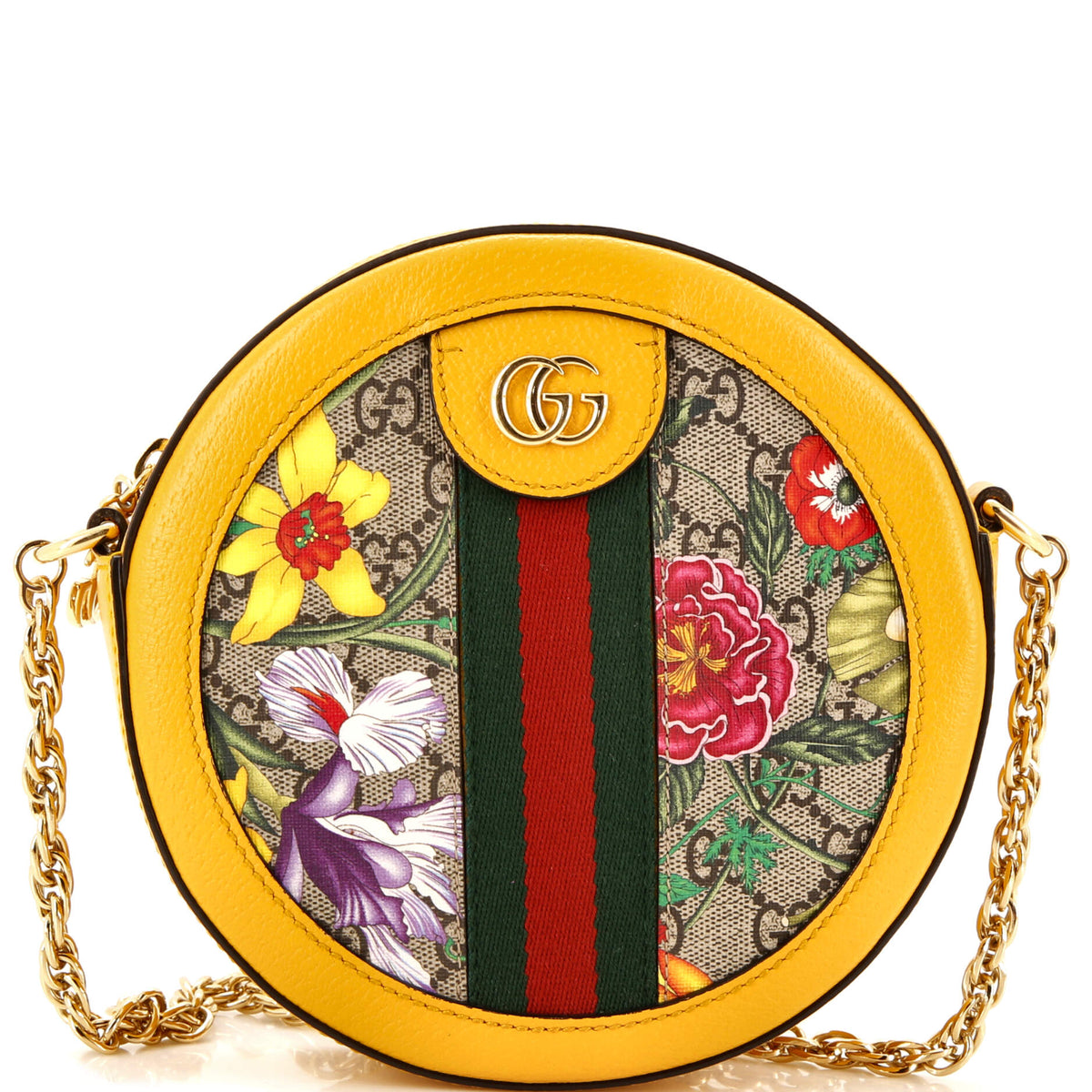 Gucci GUCCI Ophidia Round Shoulder Bag Flora GG Coated Canvas Mini
