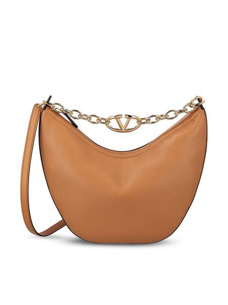 Valentino Garavani Women's V Logo Moon Medium Hobo Bag in Nude & Neutrals | Size UNICA | 4W0B0N59JDK