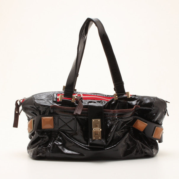 Chloe Black Patent Leather 'Audra' Tote