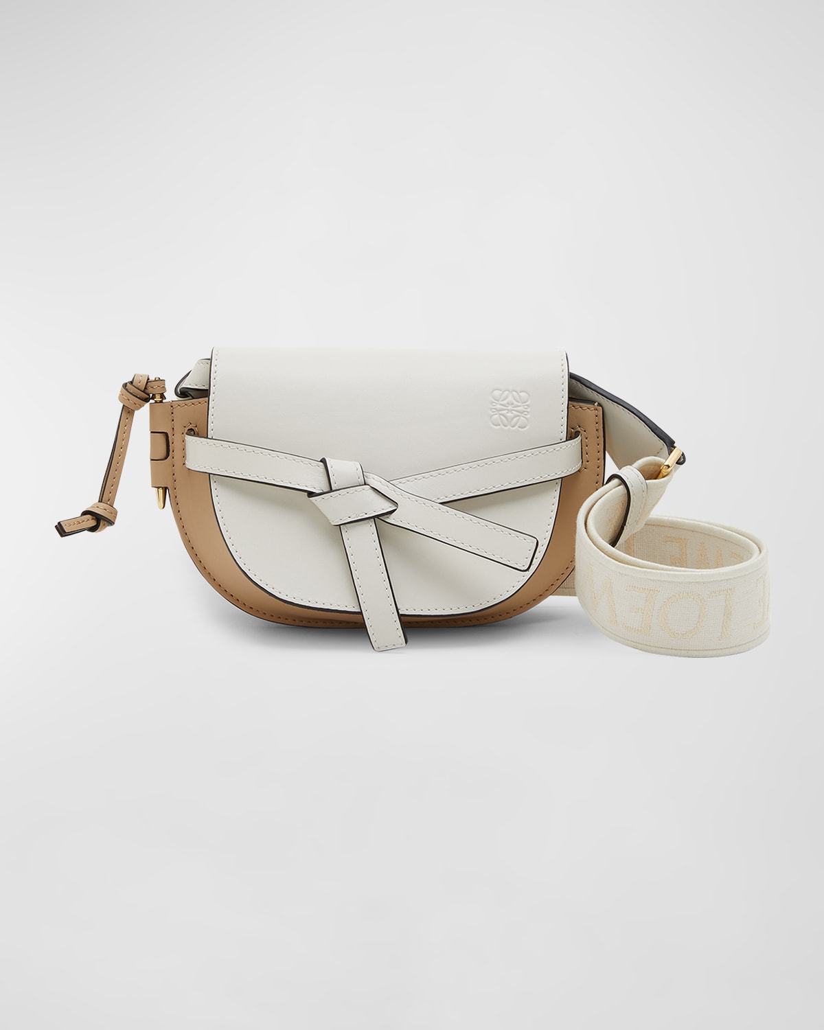 Loewe Gate Dual Mini Crossbody Bag in Bicolor Leather with Jacquard Strap