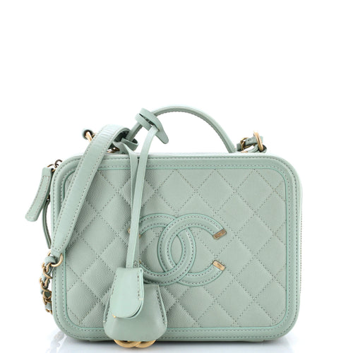 CHANEL Filigree Vanity Case Quilted Caviar Medium