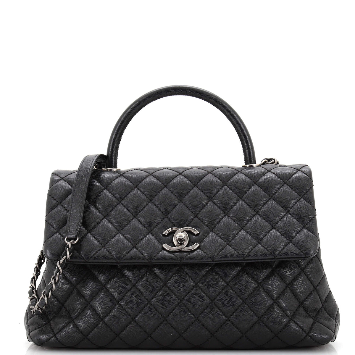 Chanel CHANEL Coco Top Handle Bag Quilted Caviar Medium
