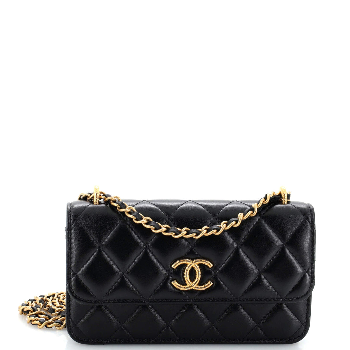 Chanel CHANEL CC Flap Phone Holder with Chain Quilted Lambskin Mini