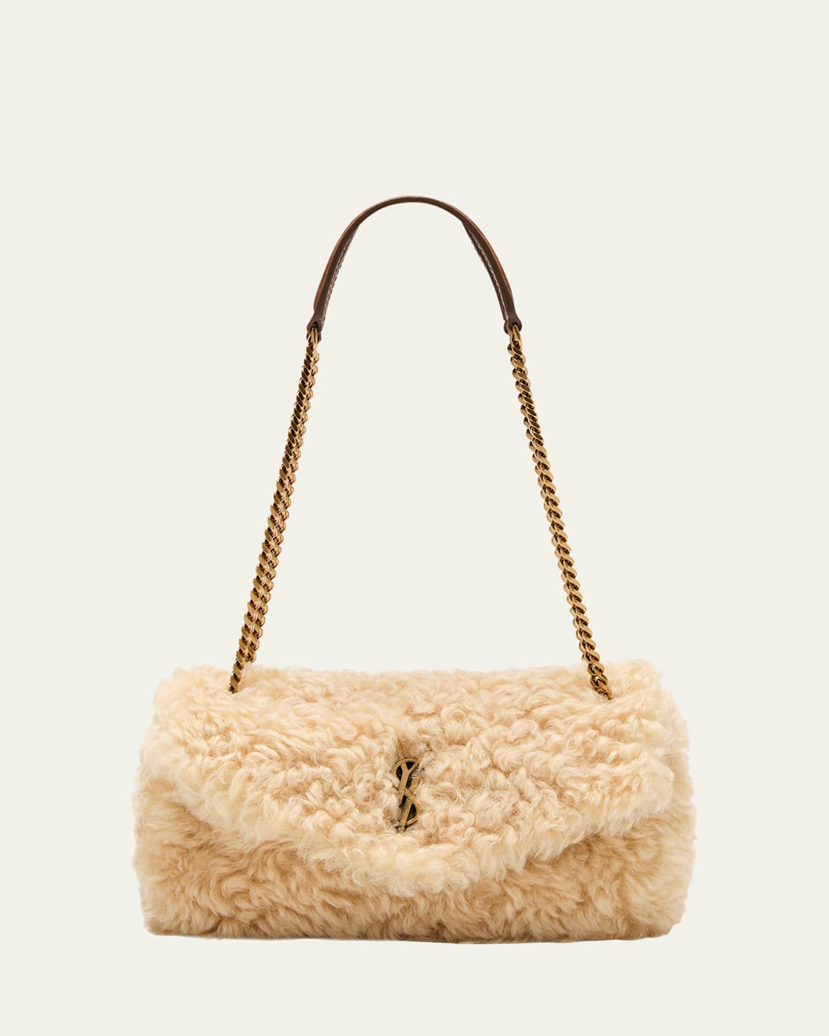 Saint Laurent Calypso Small YSL Shoulder Bag in Shearling