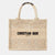 Beige/Black Canvas Book Lace Small Tote Bag