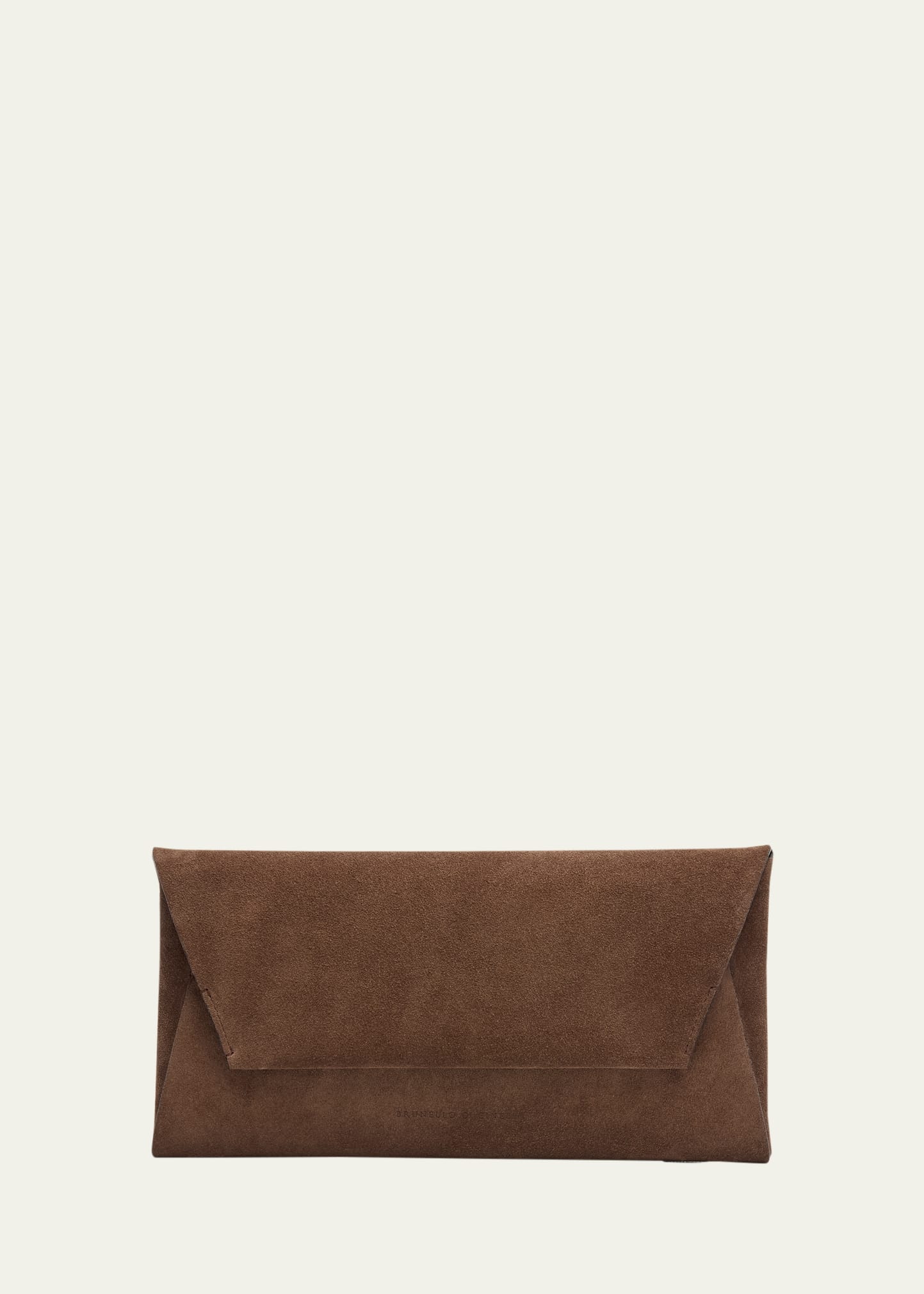 Brunello Cucinelli Monili Envelope Flap Suede Clutch Bag