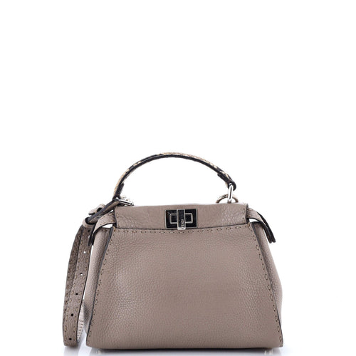 FENDI Selleria Peekaboo Bag Leather with Python Mini