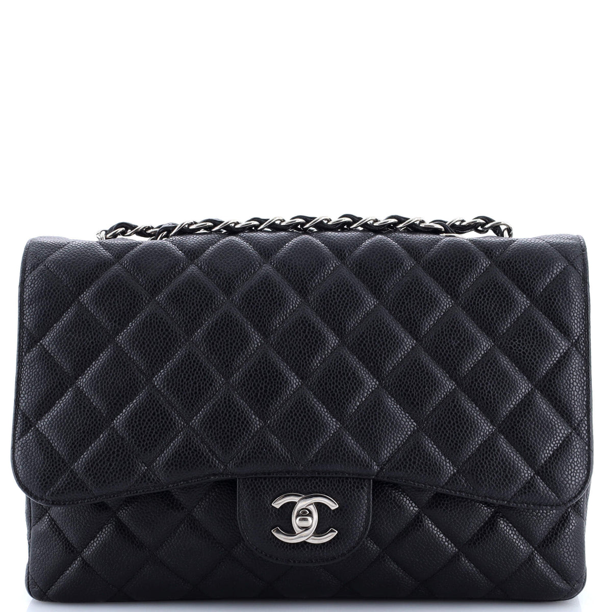 Chanel CHANEL Classic Single Flap Bag Quilted Caviar Jumbo