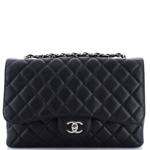 CHANEL Classic Single Flap Bag Quilted Caviar Jumbo