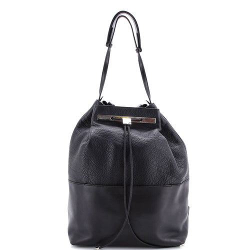 Drawstring Backpack Leather Large