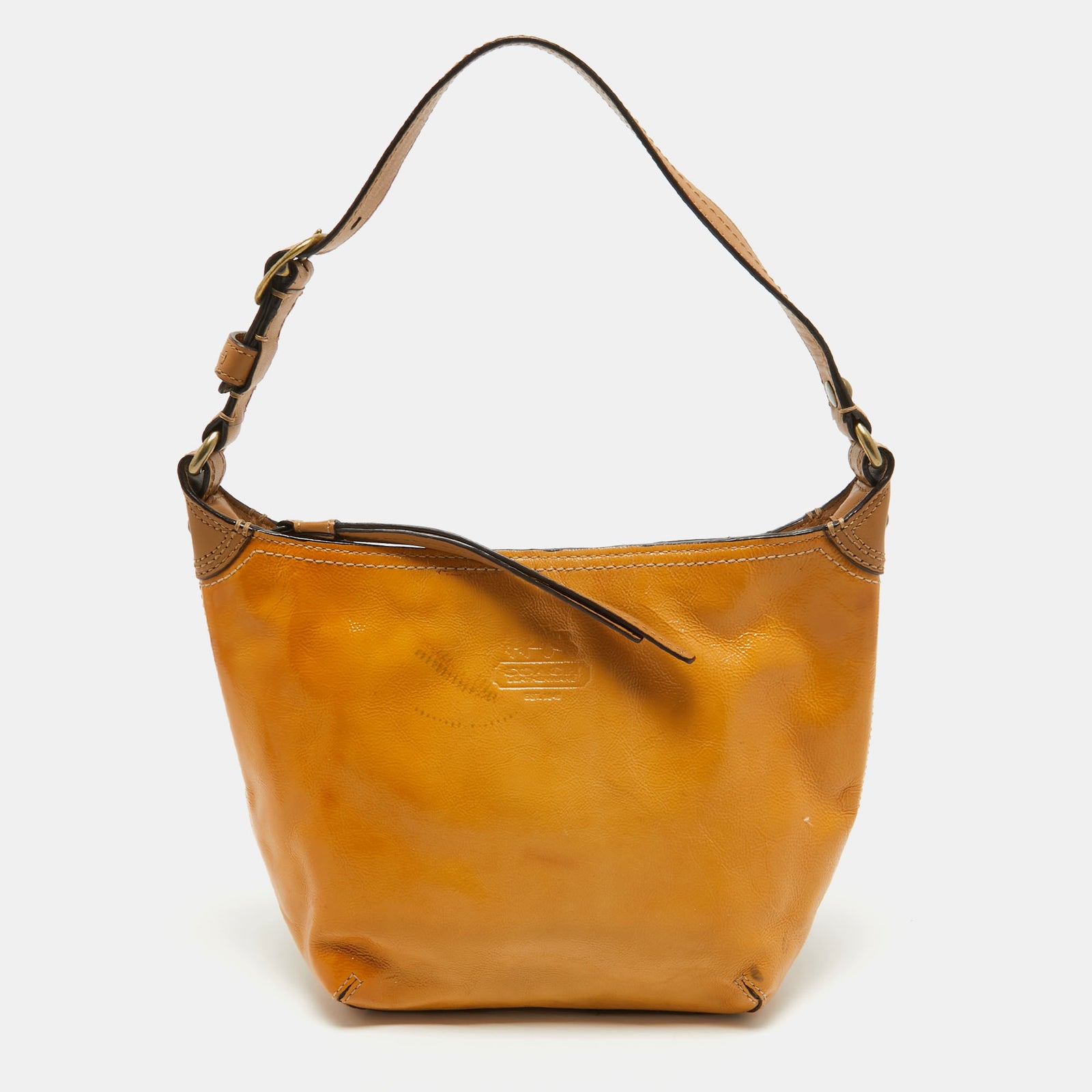 Coach Yellow Patent Leather Mini Logo Hobo