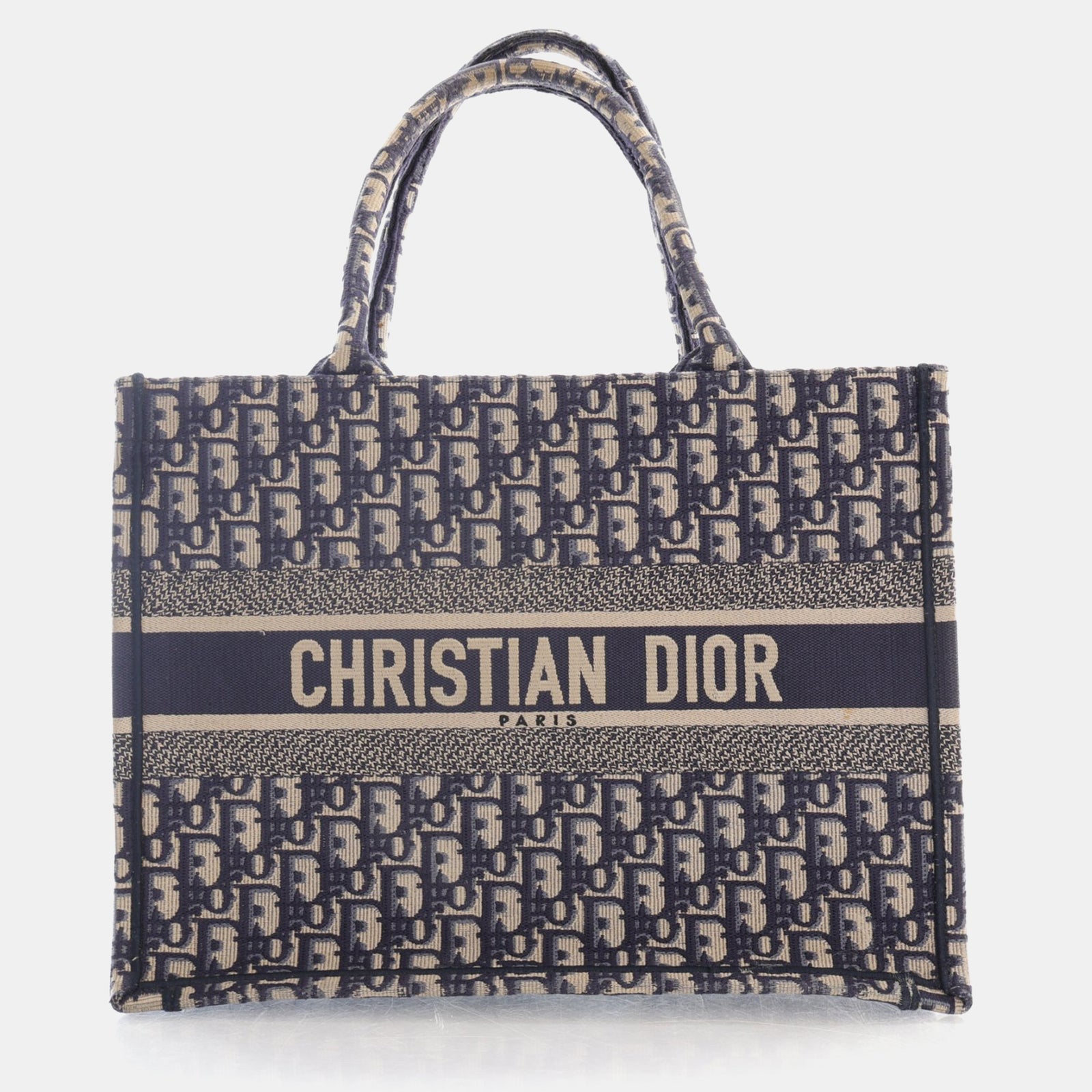 Dior Sac fourre-tout en toile oblique bleu de taille moyenne