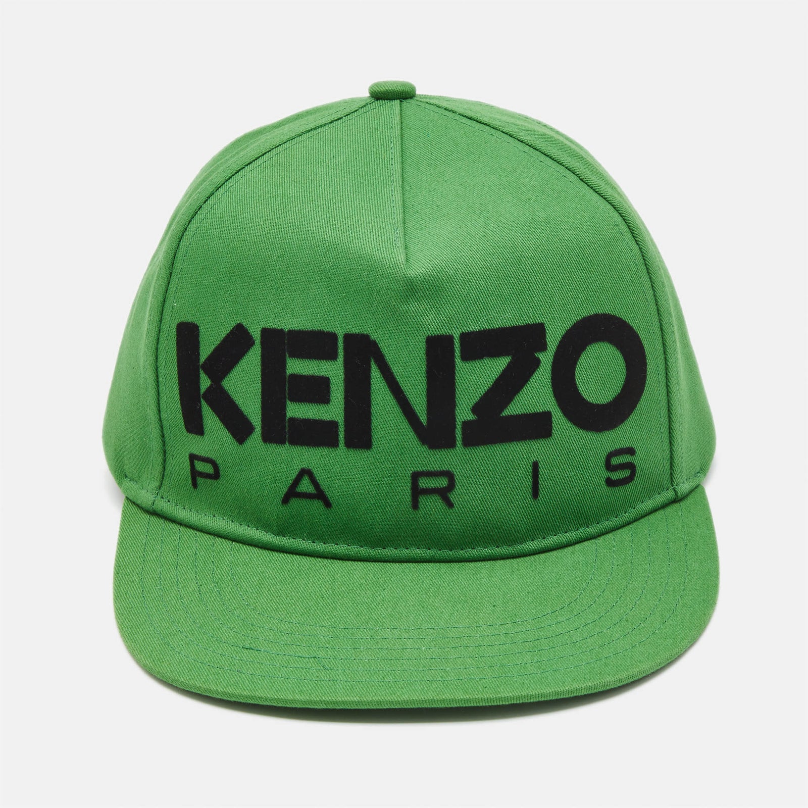 Kenzo Green Logo Flock Print Cotton Baseball Cap One Size