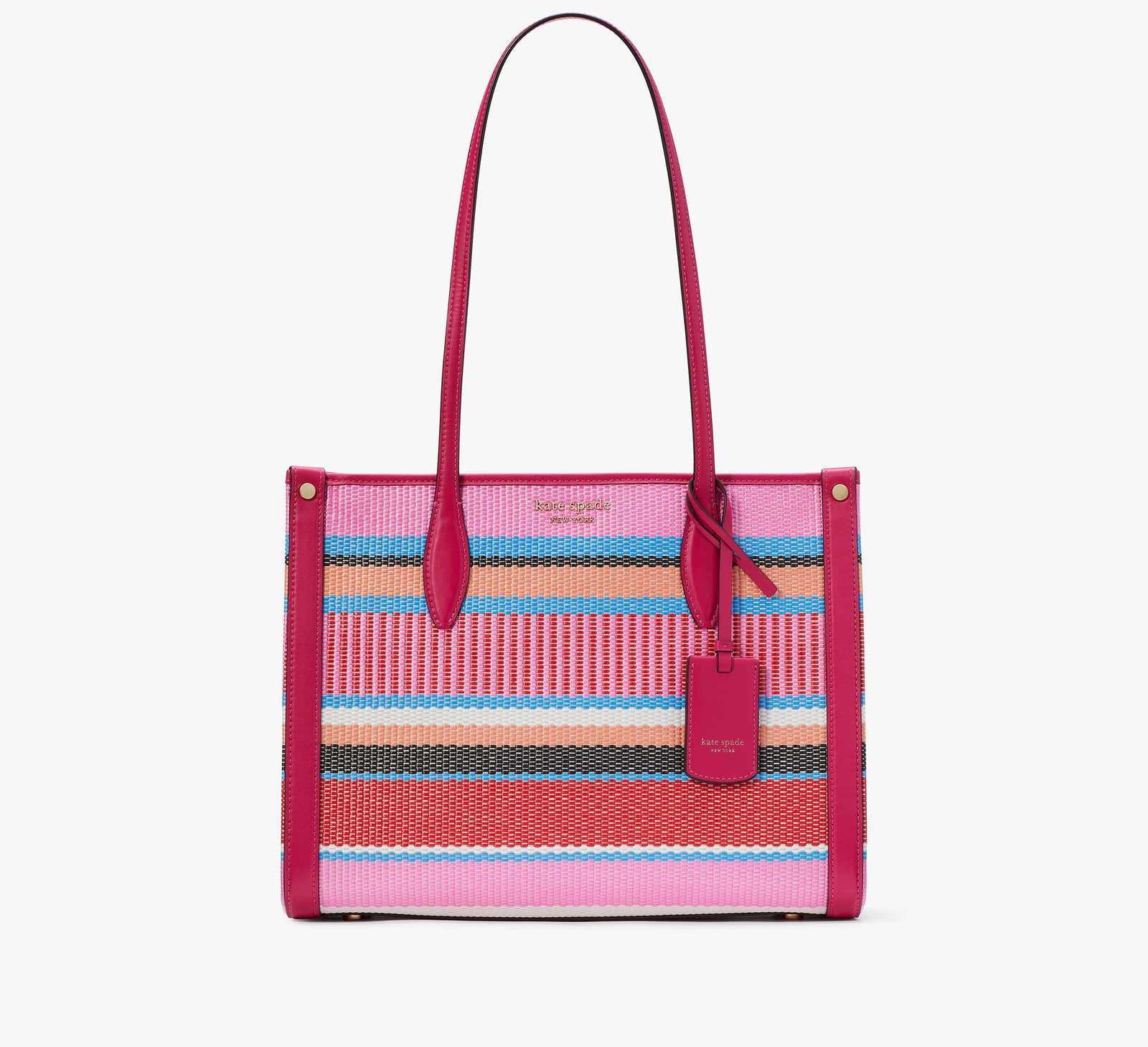 Kate Spade New York Market Striped Woven Straw Medium Tote