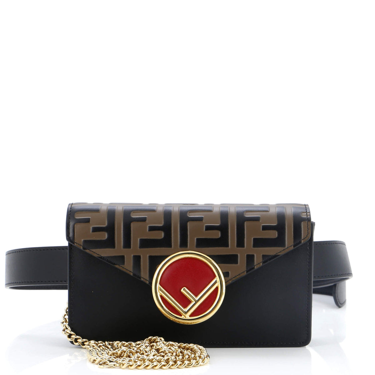 Fendi FENDI F is Convertible Belt Bag Leather with Zucca Embossed Detail