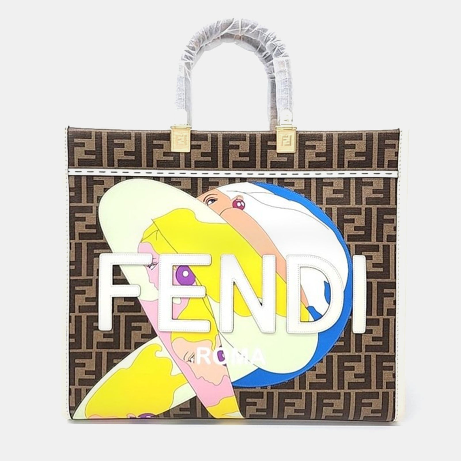 Fendi Brown PVC Sunshine Tote Bag